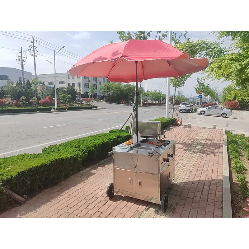 Hot-Dog-Regenschirm-Schiebewagen